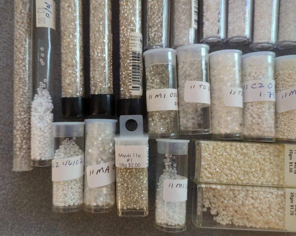 Seed Bead Lot 1, White 11/0 Miyuki, Toho, Czech - Photo 4/4