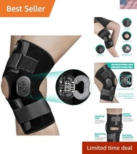 Hinged Knee Brace, Knee Immobilizer with Locking Dials Side Stabilizers, Me...