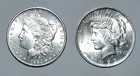 LOT OF 2 US SILVER DOLLARS 1884-O MORGAN & 1923 PEACE - 90% SILVER