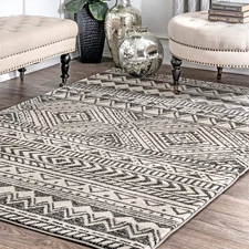 Transitional Tribal Becky Area Rug, 4x6, Dark Grey