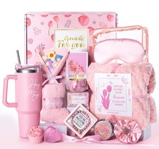 Get Well Soon Gift Basket Women Birthday Care Package Soft Blanket Tumbler Pink