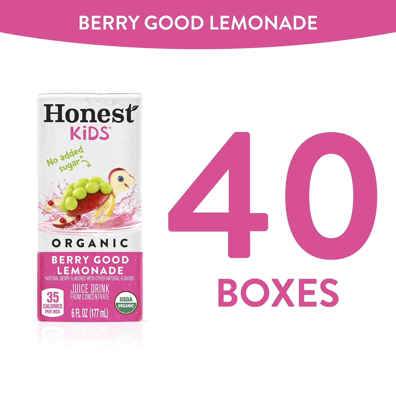 Honest Kids Berry Good Lemonade Organic Juice Boxes Pack Of 40 6 Fl Oz