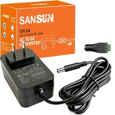 12V 2A Power Supply Adapter AC to DC 24W 5.5 x 2.5mm Plug LED Strip CCTV ETL