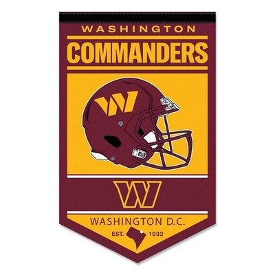 Banderín De Historia Washington Commanders - Tamaño 15x24 Pulgadas, Fieltro De Poliéster, Serigrafiado Una Cara, Licencia Oficial