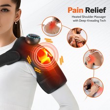 Electric Knee Massager Shoulder Brace with 5 Vibration Modes, 5 Heating Levels