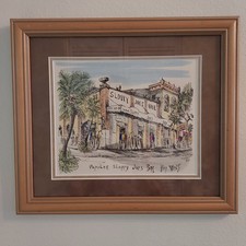Fego Framed Ink Drawing Print of Sloppy Joe's Bar Key West Signed Illustration.