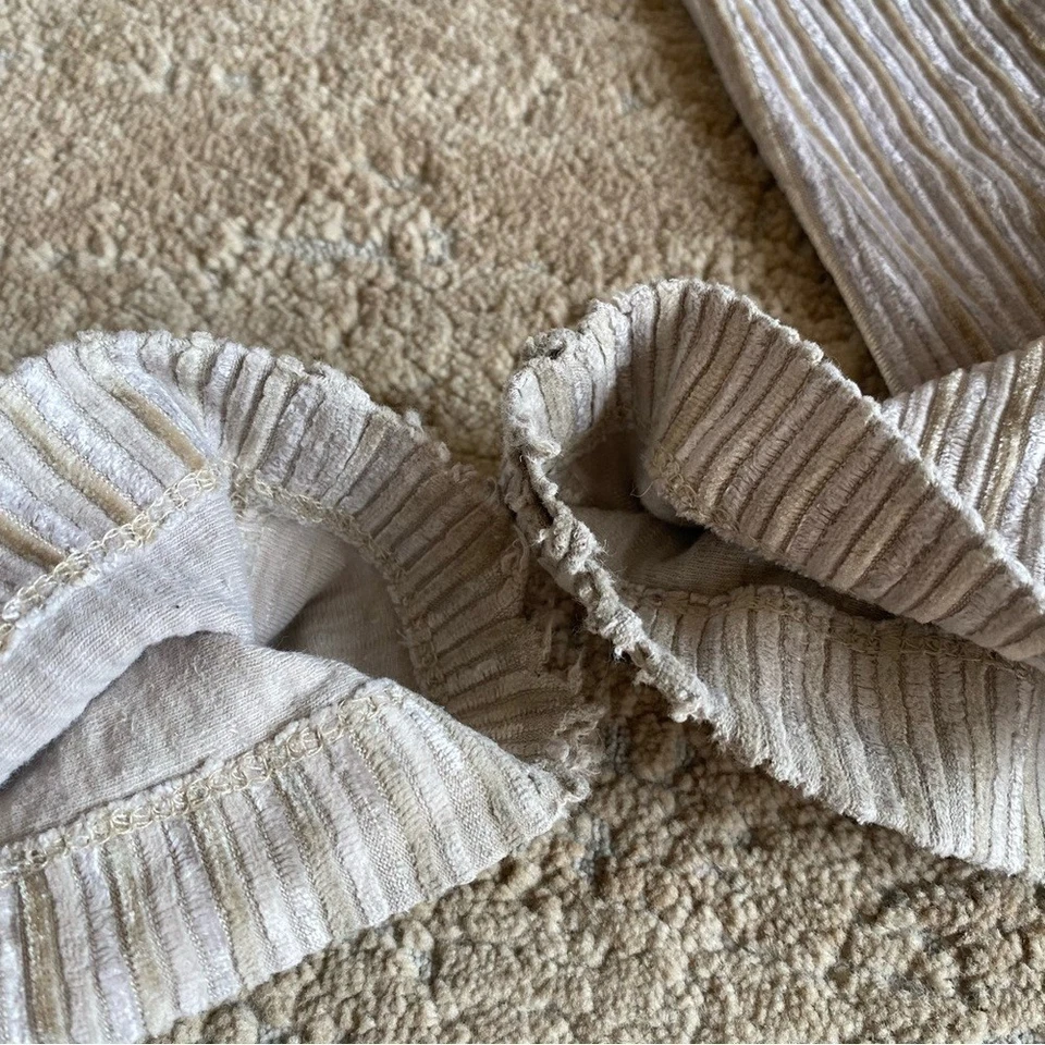 Free People Velvet Corduroy Bell Bottom Leggings Cream High Waist Flared Leg: S - Image 3 of 4