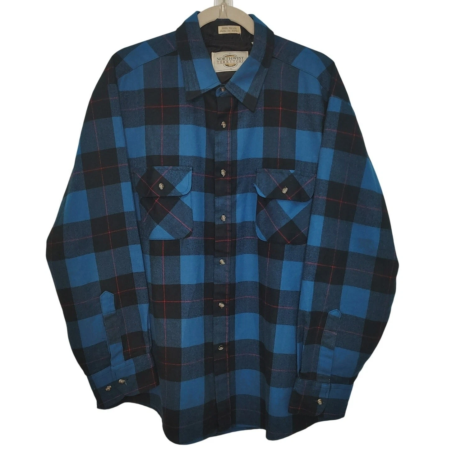 Northwest Territory Mens XL Button Down Shirt Plaid Outdoor Acrylic Long Sleeve