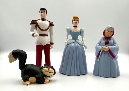 Disney Cinderella Prince Charming Fairy Godmother Lucifer Cat PVC Cake Toppers