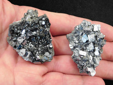 TWO! Rhombic GALENA Crystal Clusters with Druzy PYRITE Peru 137gr