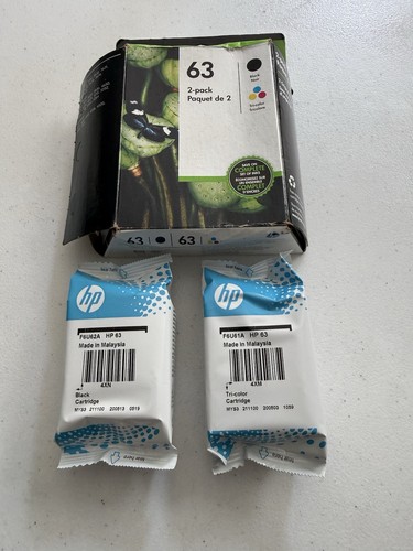 Genuine OEM Hp 63 Black & 63 Tri-Color Ink Cartridge Combo Pack SEALED Ex 5/2022