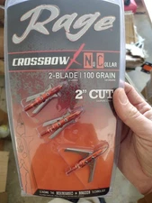Rage: Crossbow X No Collar 2-Blade 100 Grain 2 Inch Cut Expandable Broadheads