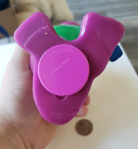 VTG Barney the Purple Dinosaur 8” Plastic Blow Mold Figure Bank School Uniform - Picture 7 of 13