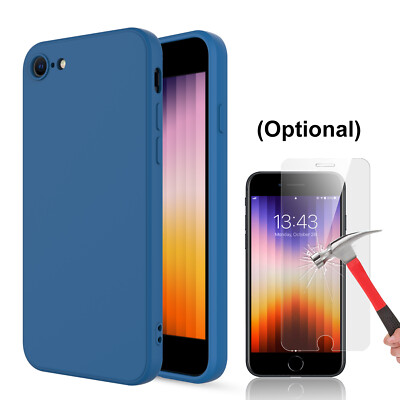 For iPhone SE 2nd,3rd Gen 2022/2020 Case Liquid Silicone Cover, Screen Protector