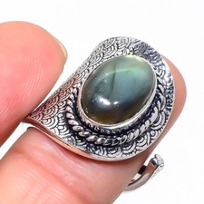 Labradorite Gemstone 925 Sterling Silver Handmade Jewelry Ring Size 7 US