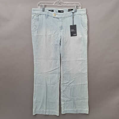 Womens Wide Leg Sz 10 Bleach Light Washed Denim Jeans 34x31 Loose Fit  ANA