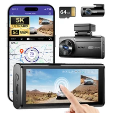 AZDOME 5K WiFi GPS Dash Cam Front＆Rear Dash Camera Parking Mode WDR Night Vision