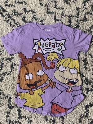 Women's Junior S 3-5 Nickelodeon Rugrats Angelica Tee Purple Short Sleeve  Shirt