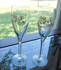 Perrier Jouet Crystal Champagne Flute Belle Epoque Set of 2