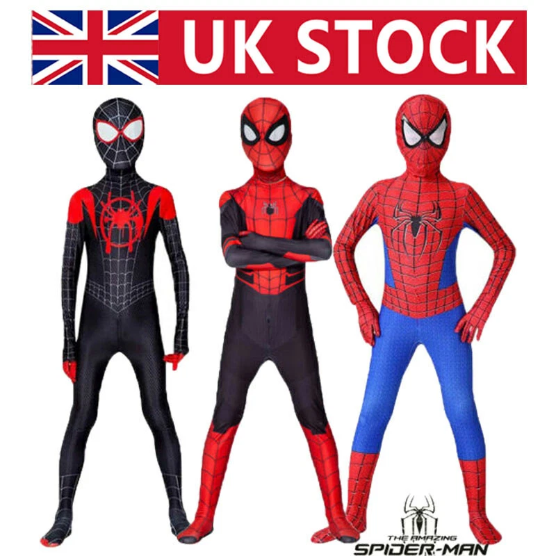 Children Spiderman Costume Boys Super Hero Fancy Dress Child Cosplay  Clothes UK