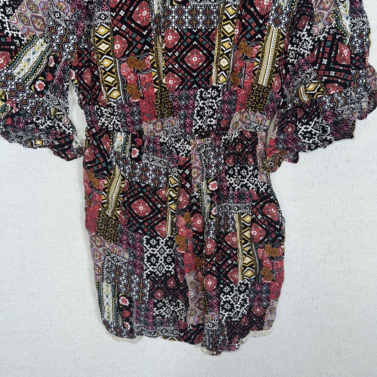 Hayden LA Patchwork Pattern Romper Womens Medium … - image 13