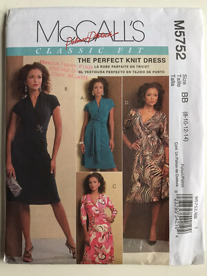 UNCUT McCall s 5752 Misses Perfect Knit Dresses 8 10 12 14 Sewing Pattern