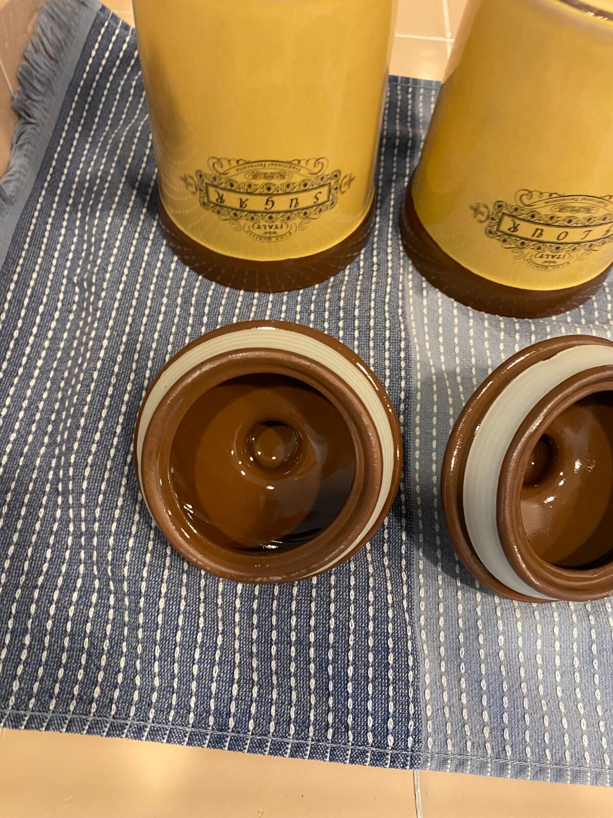 Canister Set Of4 Italy Terracotta Rich Earth Tones Well Made. 4.5” never used.
