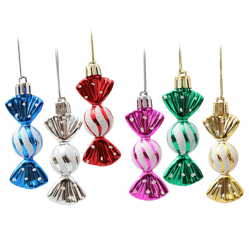 6Pcs Christmas Tree Hanging Ornaments Candy Canes Party Decor