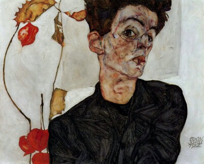 Self-portrait by Egon Schiele Giclee Fine Art Print Reproduction on Canvas