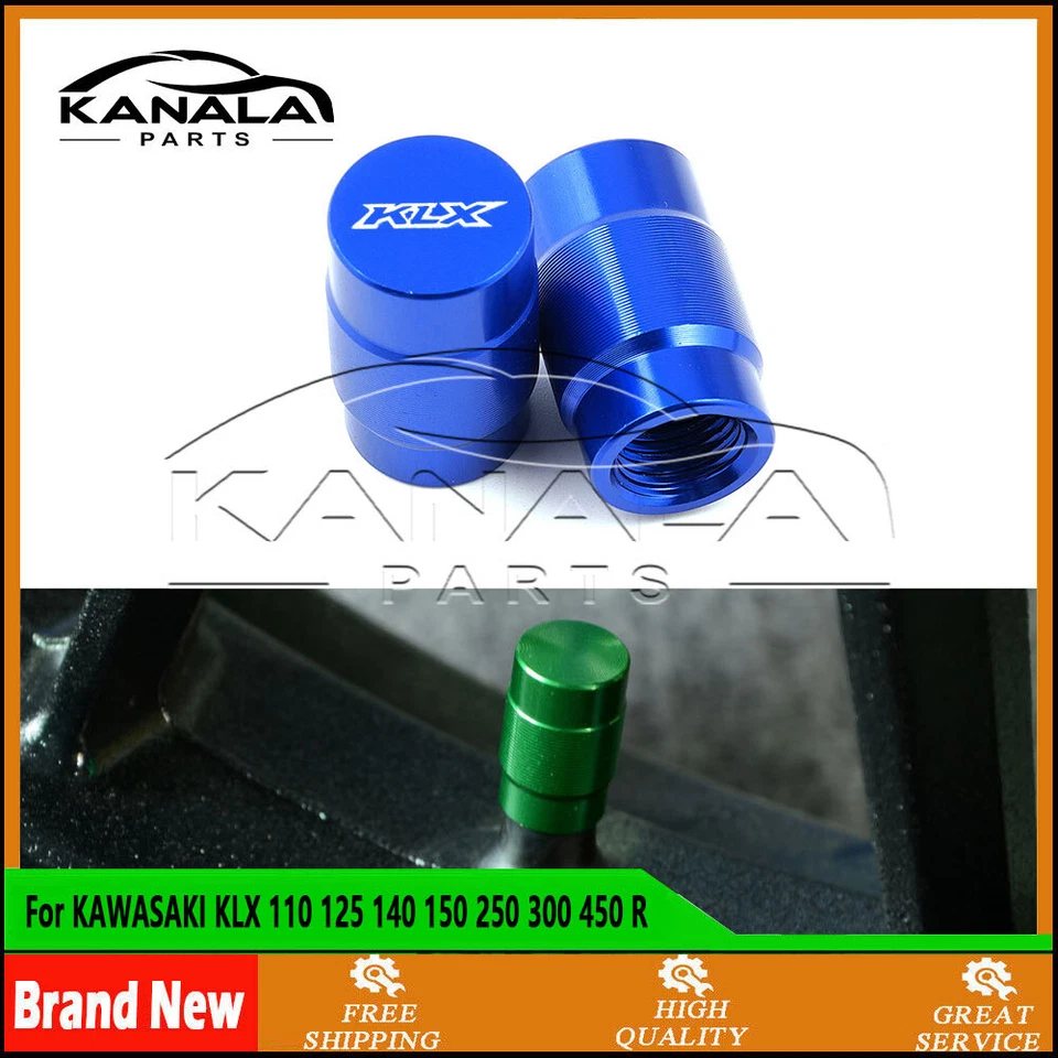 For KAWASAKI KLX 110 125 140 150 250 300 450 R CNC Wheel Tire Valve Caps NEW Foto 3 de 4