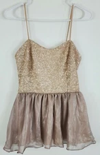 San Joy NWT Womens Beautiful Going Out Tank Blouse Back Zip Size L Rose Gold