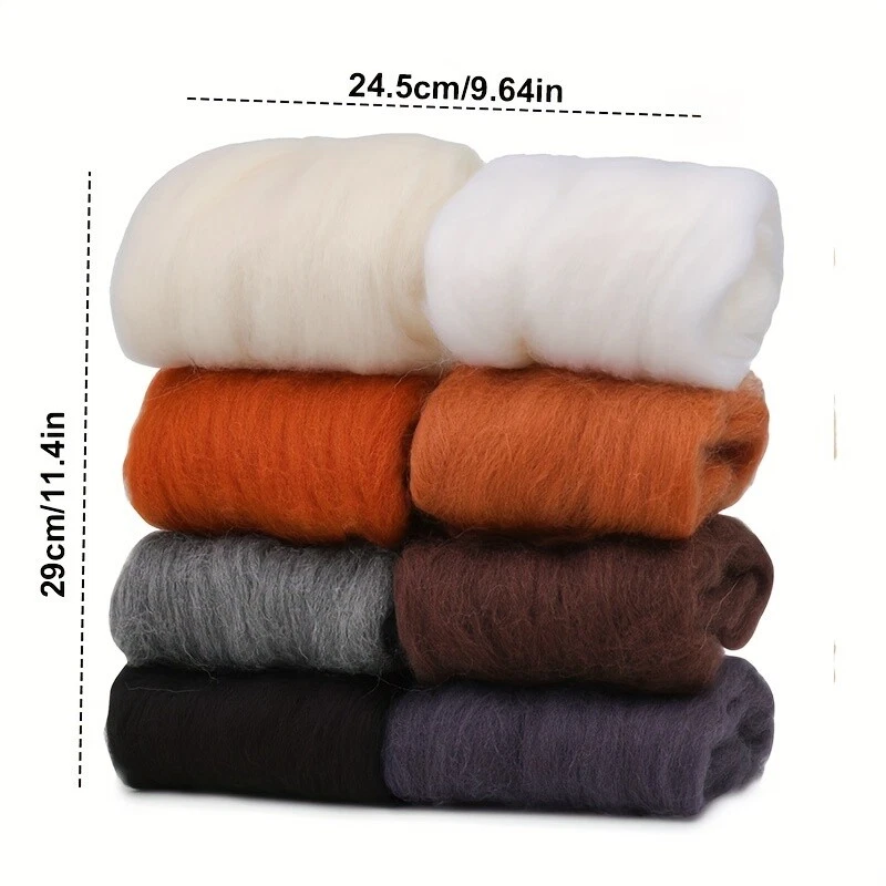 80 г/3,5 унции натуральной шерсти ровинг пряжи иглы валяния набор - 8 ColorsX10g, DIY Craft - Изображение 4 из 4