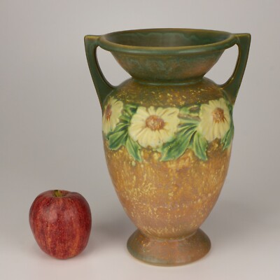 Roseville Vintge Pottery Dahlrose Vase, Shape 369-10, Brown/Green