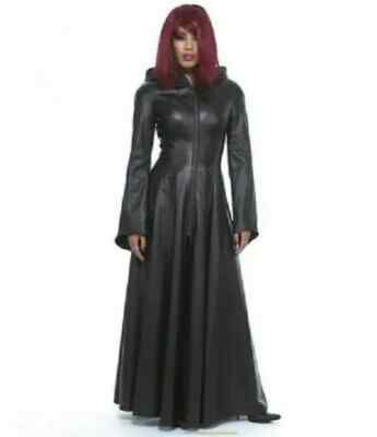 Genuine Leather Maxi Dress For Women Hooded, Full Length, Slim Fit Gothic  Cosply | eBay