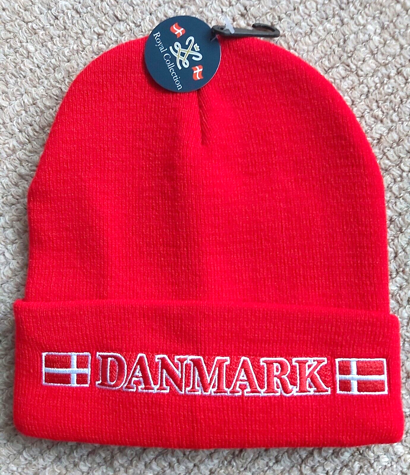 DANMARK Red Logo Cuff Beanie Hat UNISEX ADULT Toque football Denmark