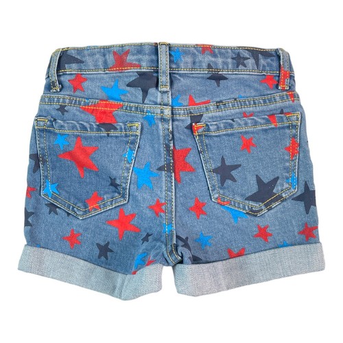 Tucker + Tate - Girls Distressed Wash Star Toss Blue Denim Jean Shorts - Size 4 - Picture 3 of 8