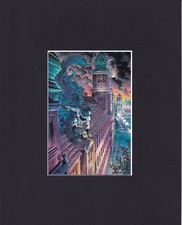 8X10" Matted Art Print DC Comic Book Batman: Roof Gotham City
