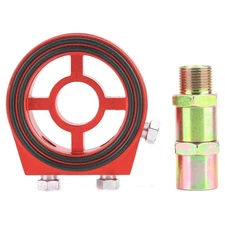 Oil Filter Cooler Plate Pressure Temp Gauge Adapter Kit Aluminum For Race Sport
