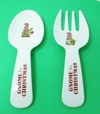 Salad Serving Fork And Spoon Server Set Gnome For Christmas 10.5" x 3.5"