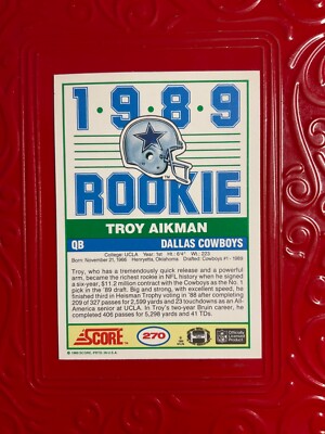 TROY AIKMAN 1989 Score Football #270 Rookie RC Dallas Cowboys HOF