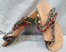 SPRING STEP L'ARTISTE~NEW!!~MULTI-COLOR 'SNALL' BRAIDED STRAPS THONG SANDALS 9M