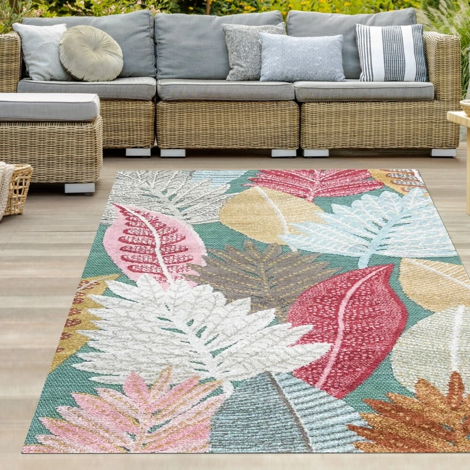 Tapis moderne pour l'intérieur et l'extérieur, tissé à plat, résistant aux UV - Photo 1/4