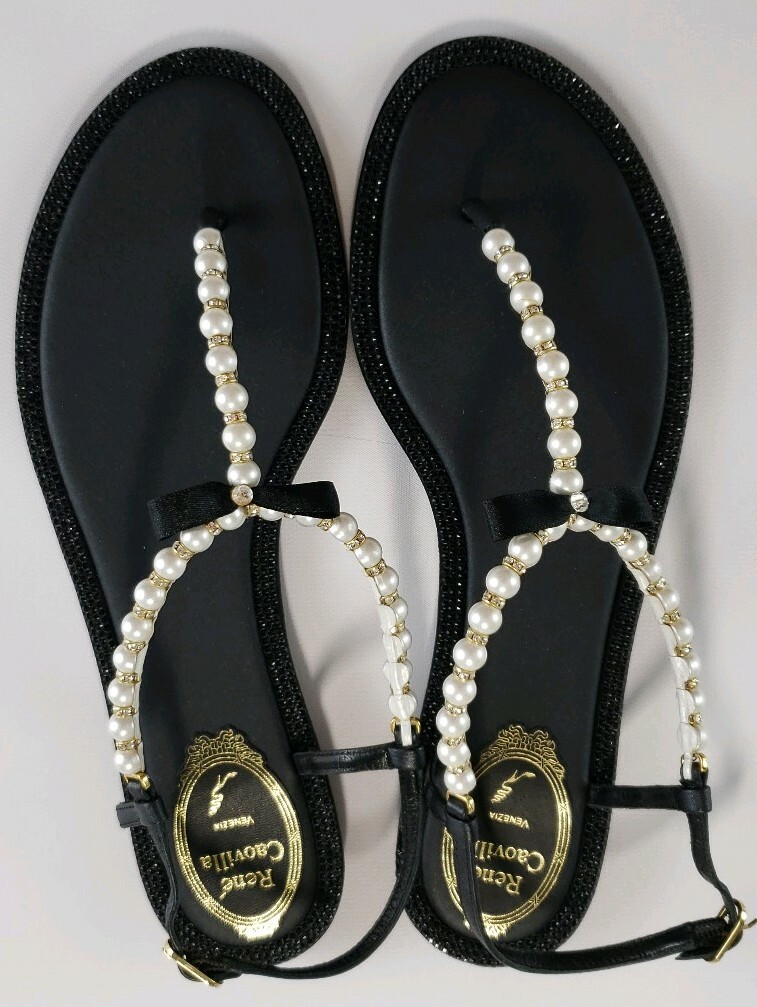 サンダル・ミュール RENE CAOVILLA SANDALS BLACK Braided embellished satin sandals in black - Rene Caovilla