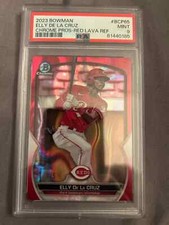 ELLY De La CRUZ 2023 BOWMAN CHROME PSA 9 MINT! /5 RED LAVA REFRACTOR! #BCP65 RC