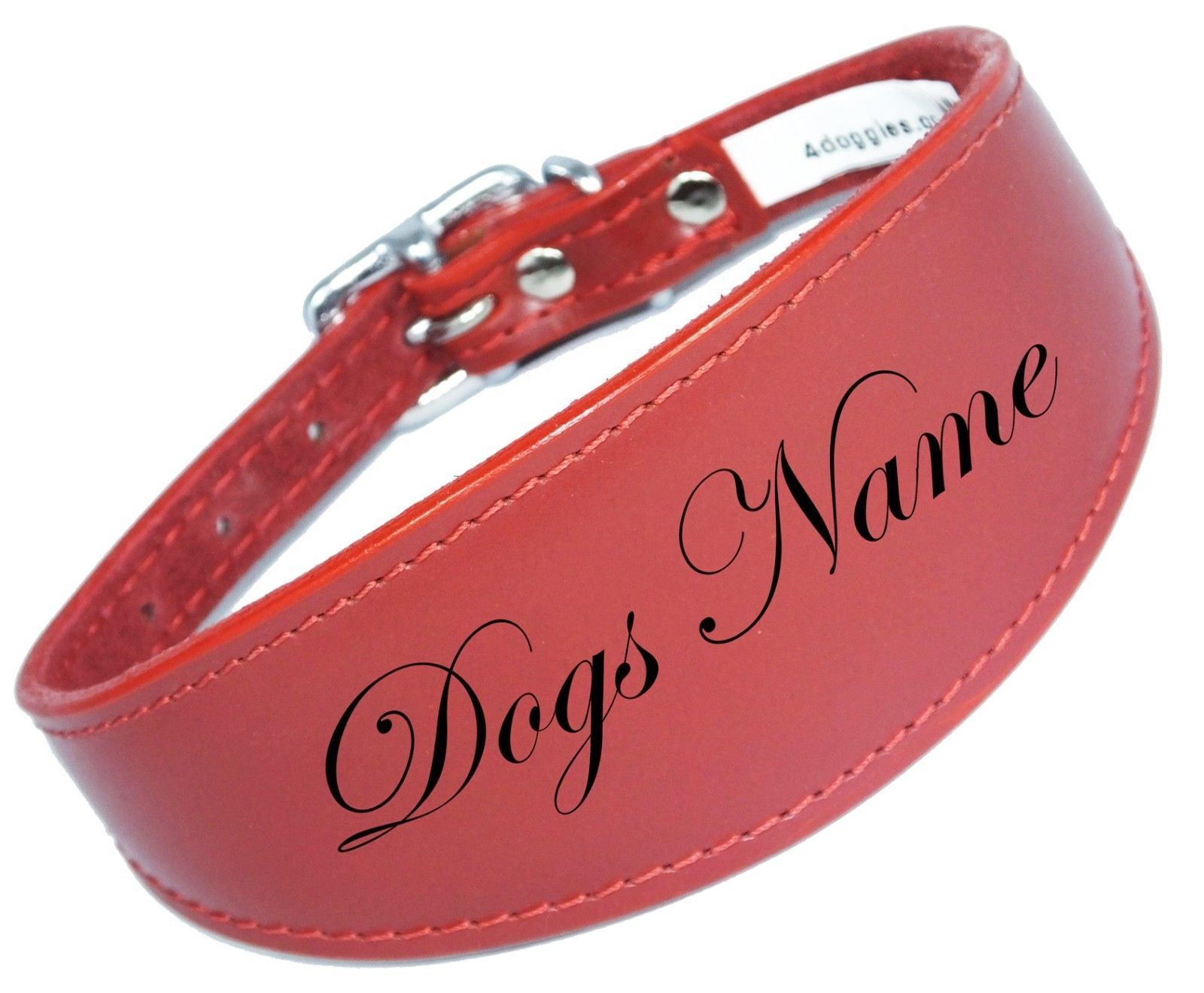 Personalized Greyhound Whippet Collar Leather Dog Collar Padded Backing