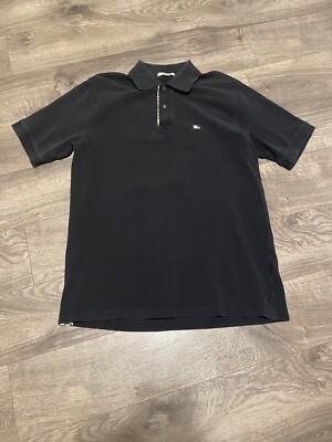 Burberry Brit London Polo Shirt Men's Black Short Sleeve Sz M