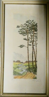 Berger Colour Etching Deadwood Signed 18x36cm G-7527