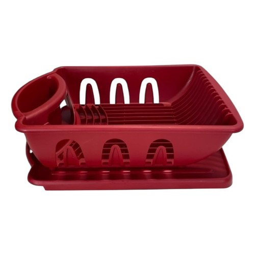 Sterilite Large Sink Set Plate Dish Drainer Drying Rack with Drainboard Red - 第 4/10 張圖片