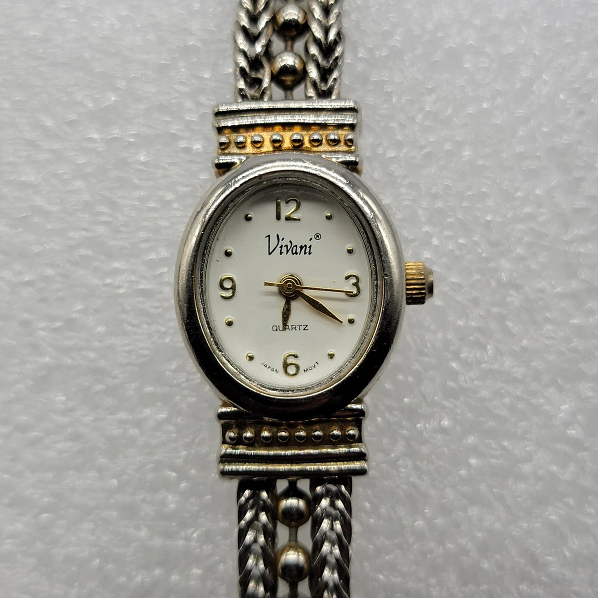 Montre Femme Vintage Vivani Gemmed - Cadran Ivoire, Boîtier Argent - Fonctionne (pile Neuve)