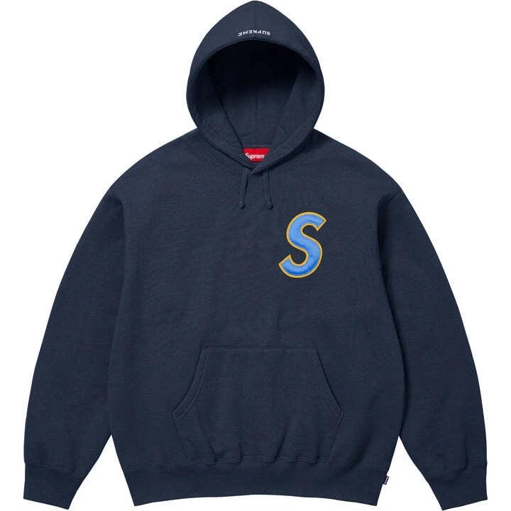 Sweat à capuche Supreme S logo bleu marine